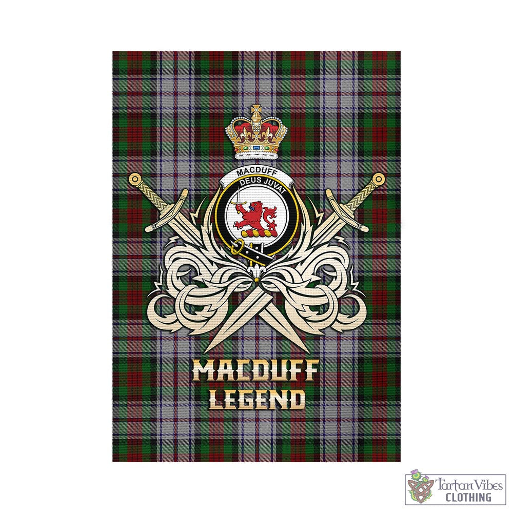 Tartan Vibes Clothing MacDuff Dress Tartan Flag with Clan Crest and the Golden Sword of Courageous Legacy