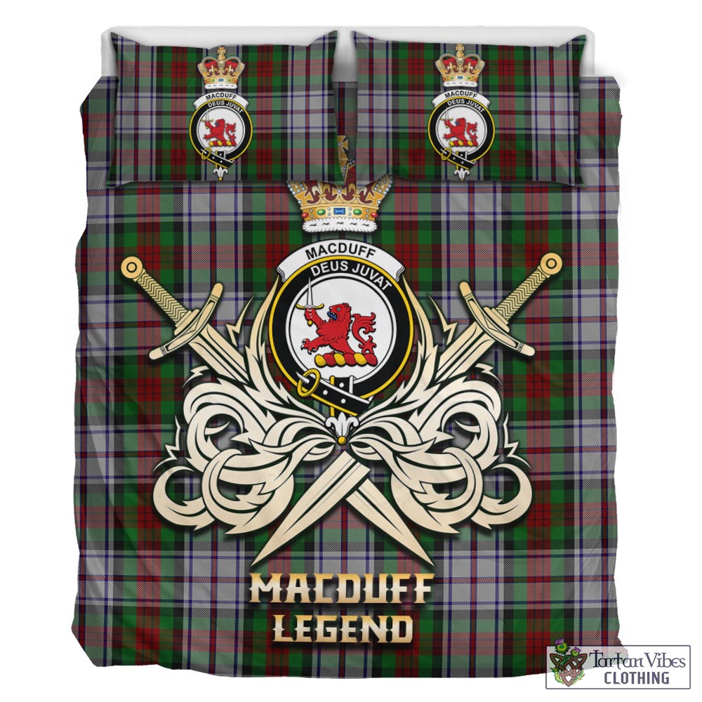 Tartan Vibes Clothing MacDuff Dress Tartan Bedding Set with Clan Crest and the Golden Sword of Courageous Legacy