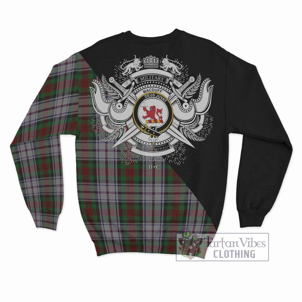 MacDuff Dress Tartan Sweatshirt with Family Crest and Military Logo Style - Tartanvibesclothing Shop