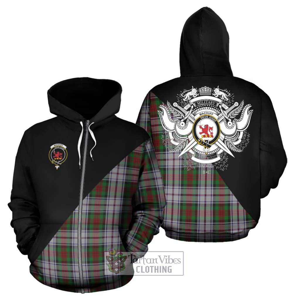 Tartan Vibes Clothing MacDuff Dress Tartan Hoodie with Family Crest and Military Logo Style