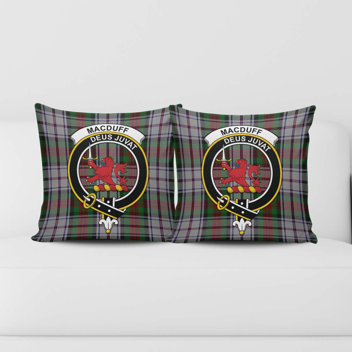 MacDuff Dress Tartan Pillow Cover with Family Crest - Tartanvibesclothing