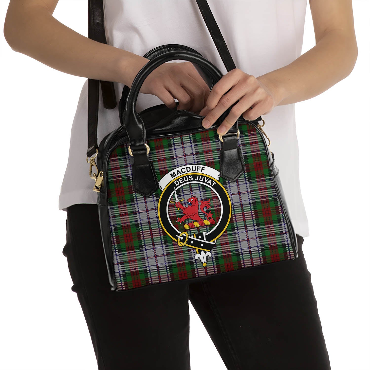 MacDuff Dress Tartan Shoulder Handbags with Family Crest - Tartanvibesclothing