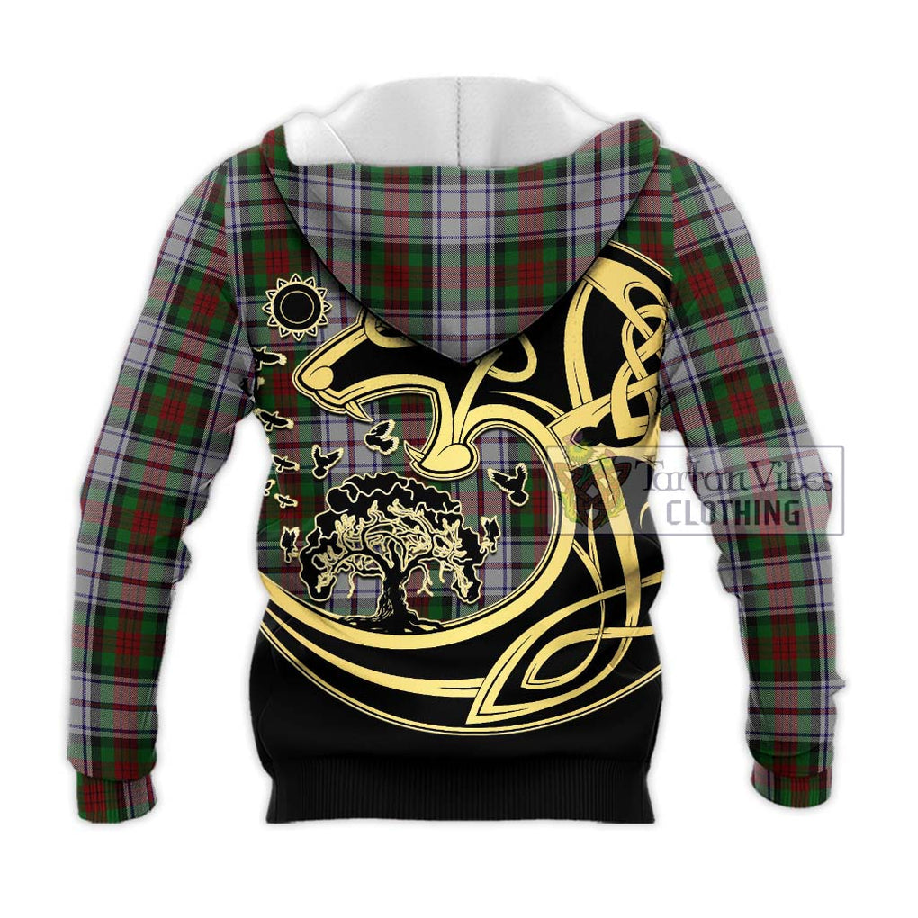 MacDuff Dress Tartan Knitted Hoodie with Family Crest Celtic Wolf Style - Tartan Vibes Clothing