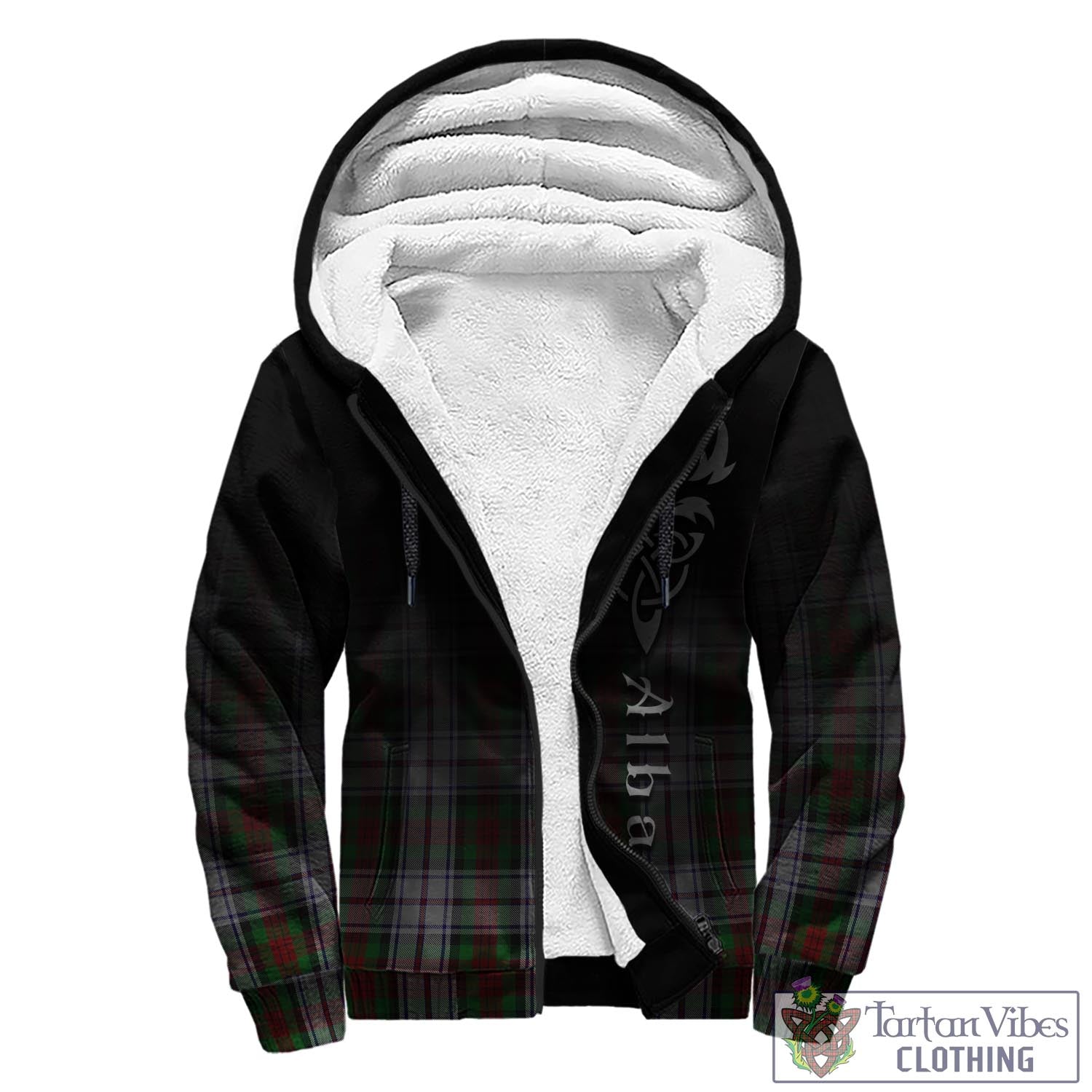 Tartan Vibes Clothing MacDuff Dress Tartan Sherpa Hoodie Featuring Alba Gu Brath Family Crest Celtic Inspired