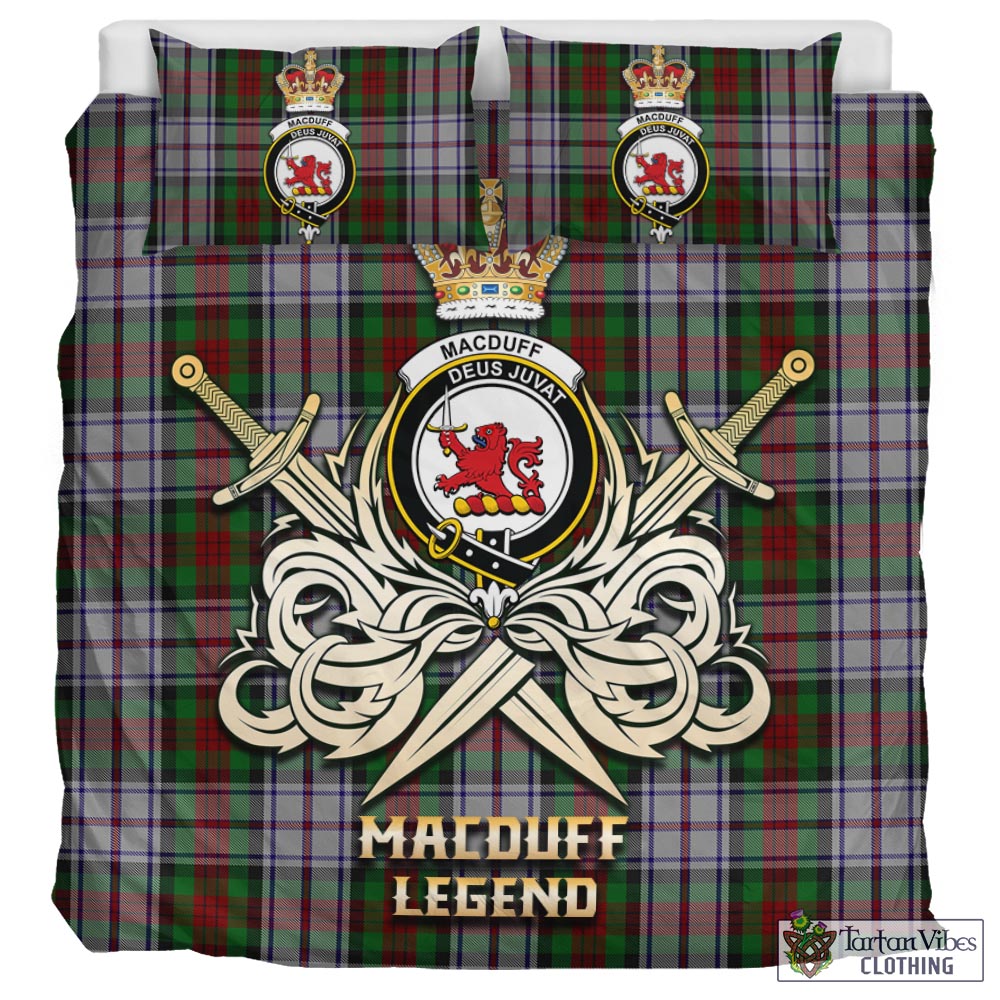 Tartan Vibes Clothing MacDuff Dress Tartan Bedding Set with Clan Crest and the Golden Sword of Courageous Legacy