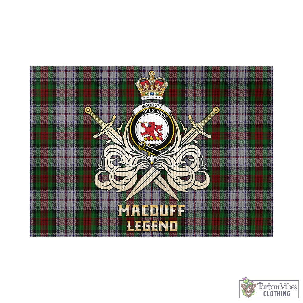 Tartan Vibes Clothing MacDuff Dress Tartan Flag with Clan Crest and the Golden Sword of Courageous Legacy