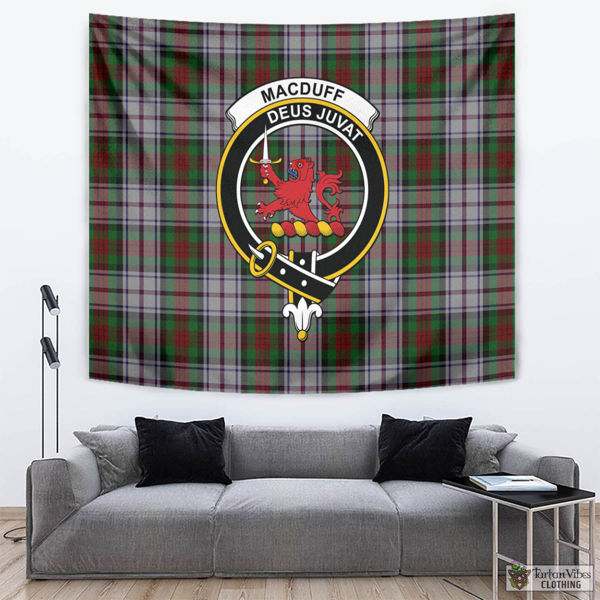 Tartan Vibes Clothing MacDuff Dress Tartan Tapestry Wall Hanging and Home Decor for Room with Family Crest