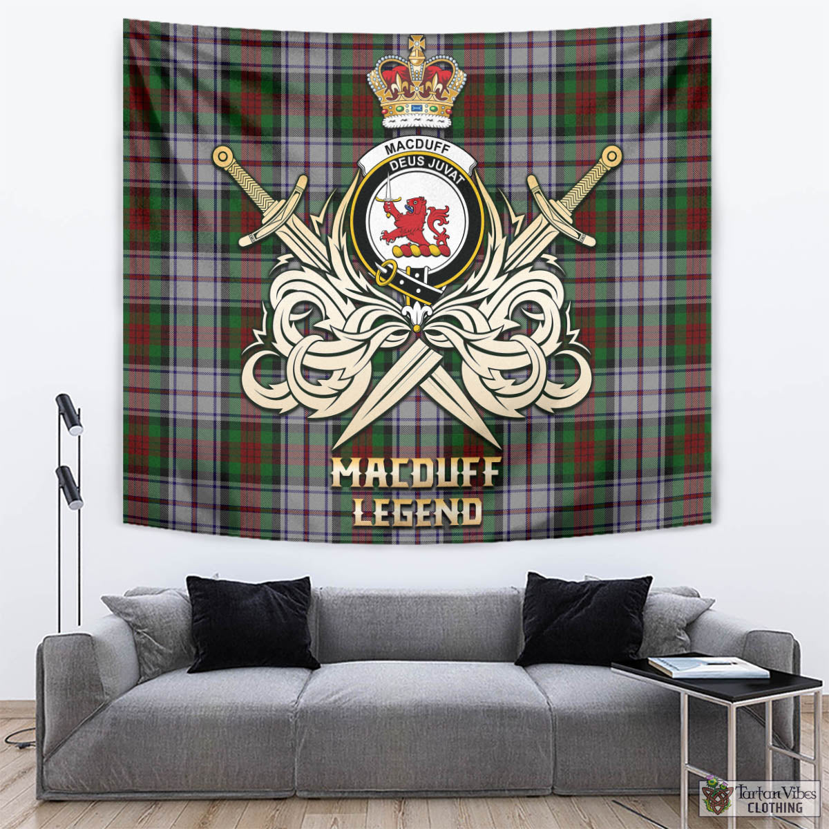 Tartan Vibes Clothing MacDuff Dress Tartan Tapestry with Clan Crest and the Golden Sword of Courageous Legacy