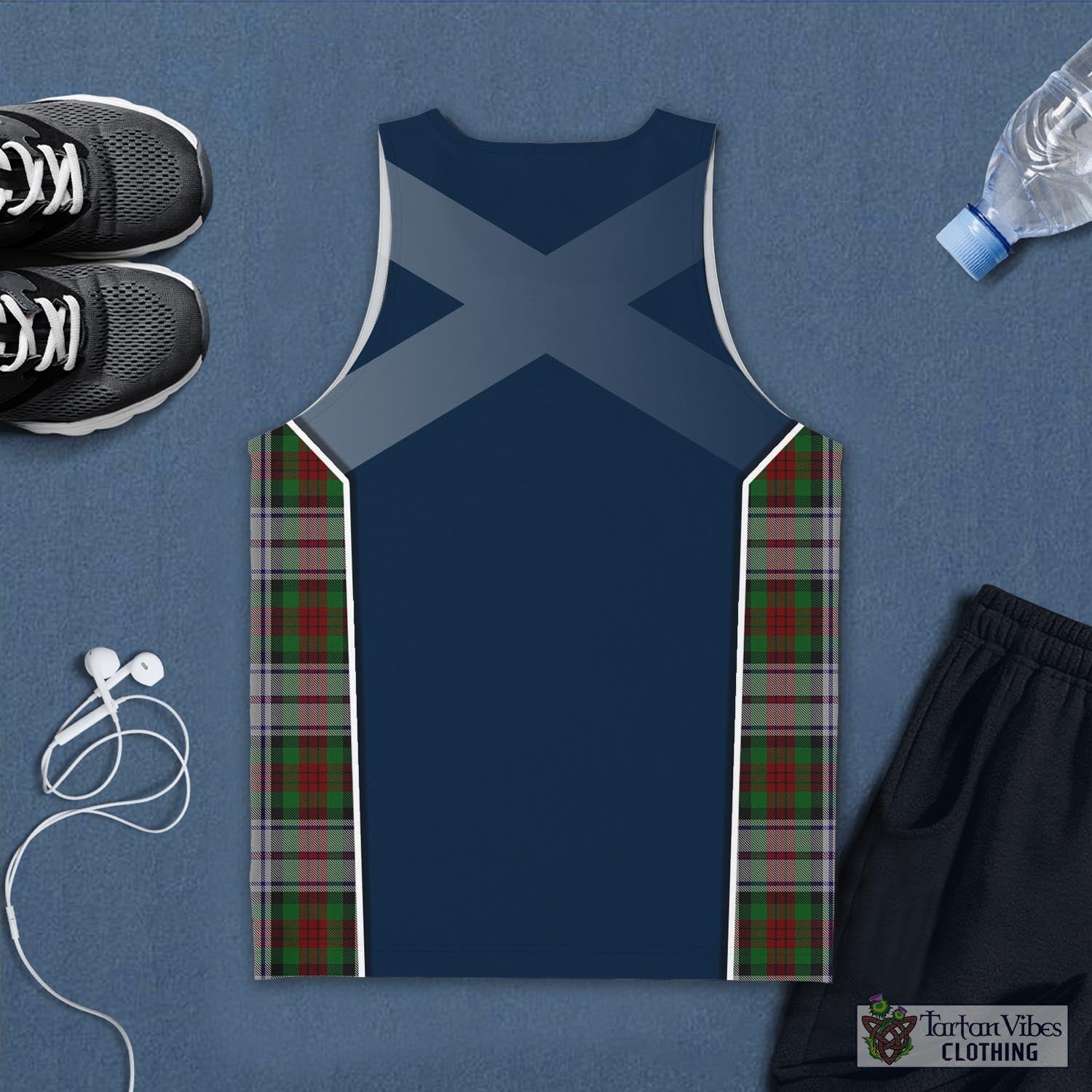 Tartan Vibes Clothing MacDuff Dress Tartan Men's Tanks Top with Family Crest and Scottish Thistle Vibes Sport Style