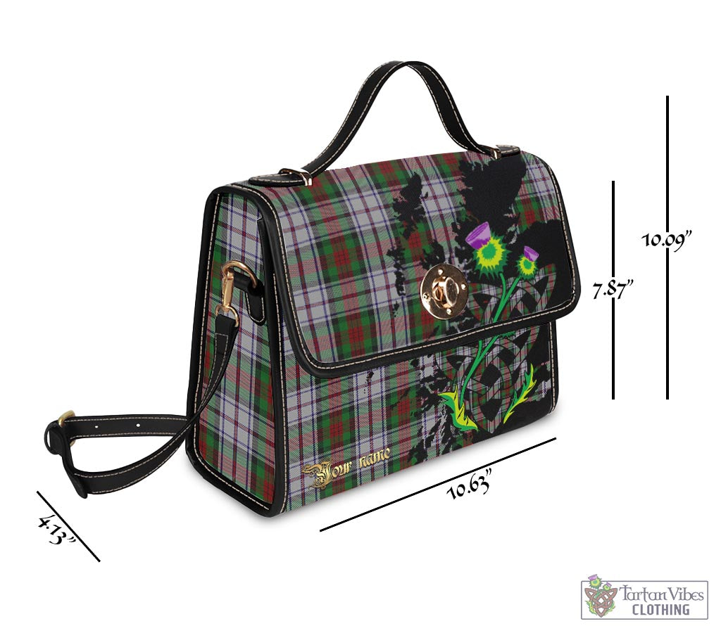 Tartan Vibes Clothing MacDuff Dress Tartan Waterproof Canvas Bag with Scotland Map and Thistle Celtic Accents