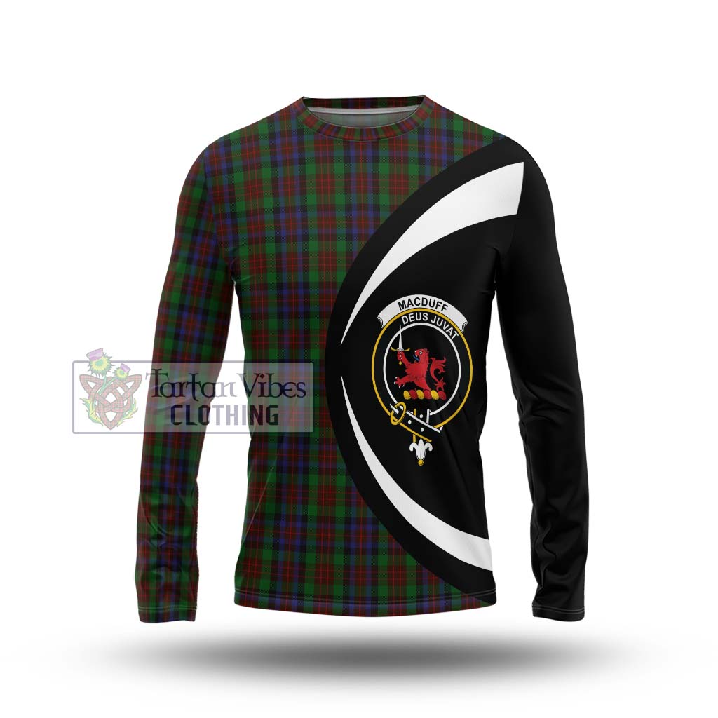 MacDuff Hunting Tartan Long Sleeve T-Shirt with Family Crest Circle Style Unisex - Tartan Vibes Clothing