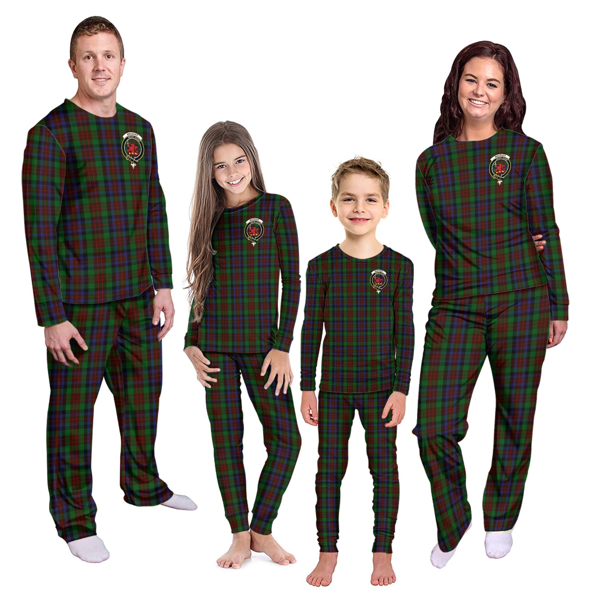 MacDuff Hunting Tartan Pajamas Family Set with Family Crest - Tartanvibesclothing