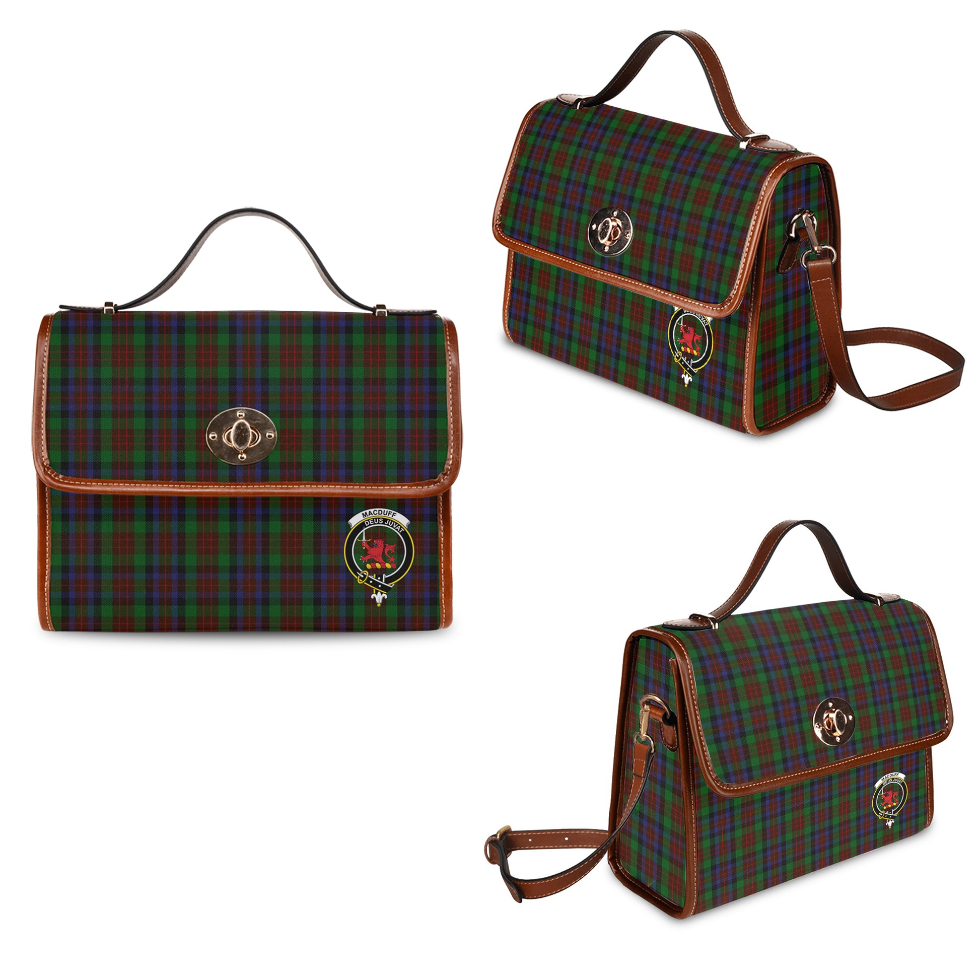 macduff-hunting-tartan-leather-strap-waterproof-canvas-bag-with-family-crest