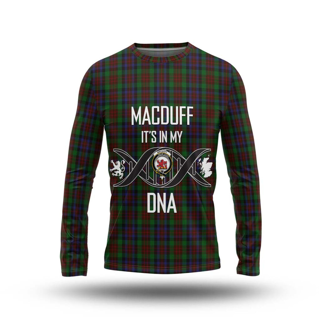 MacDuff Hunting Tartan Long Sleeve T-Shirt with Family Crest DNA In Me Style Unisex - Tartanvibesclothing Shop