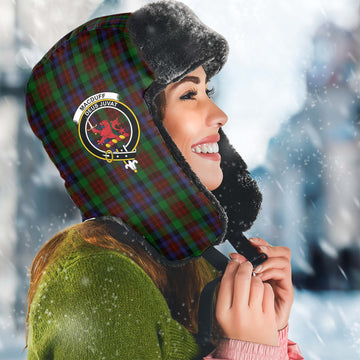 MacDuff Hunting Tartan Winter Trapper Hat with Family Crest