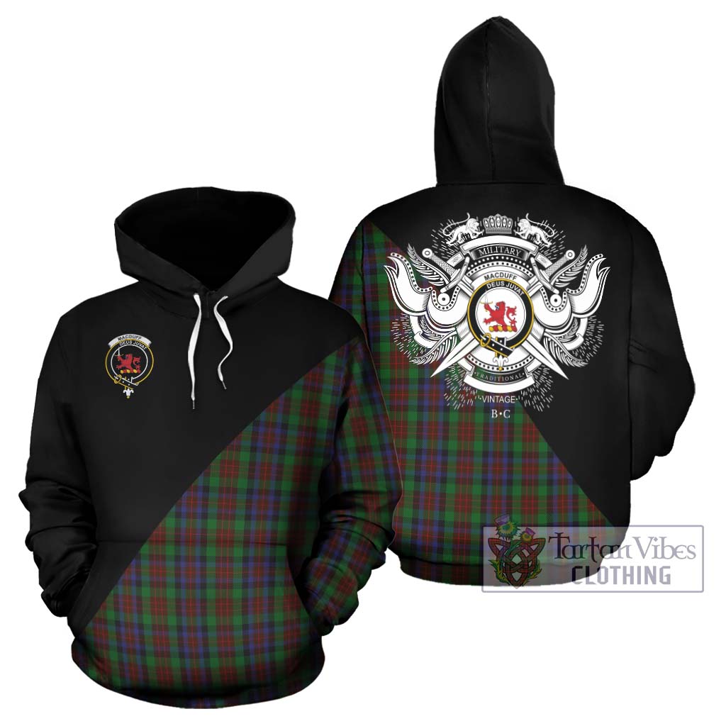 Tartan Vibes Clothing MacDuff Hunting Tartan Hoodie with Family Crest and Military Logo Style