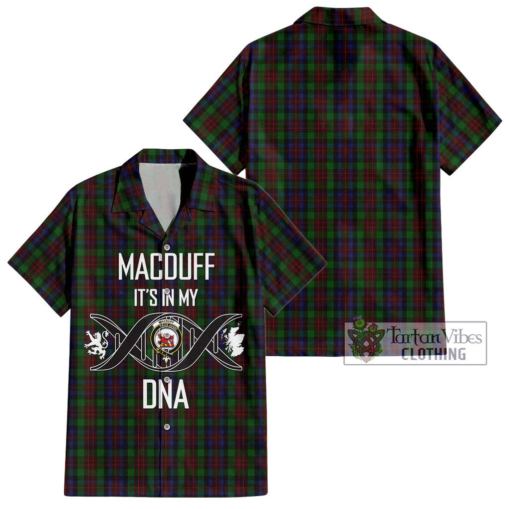 MacDuff Hunting Tartan Short Sleeve Button Shirt with Family Crest DNA In Me Style Kid - Tartanvibesclothing Shop