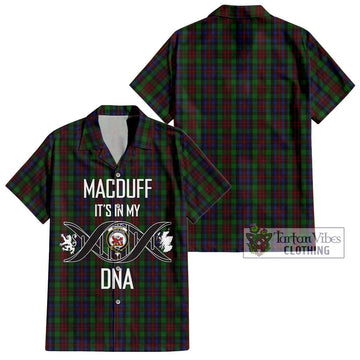 MacDuff Hunting Tartan Short Sleeve Button Shirt with Family Crest DNA In Me Style