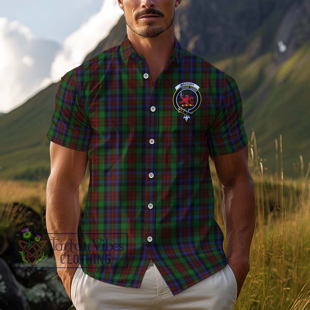 MacDuff Hunting Tartan Cotton Hawaiian Shirt with Family Crest Adult - Tartan Vibes Clothing