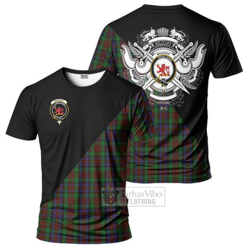 MacDuff Hunting Tartan T-Shirt with Family Crest and Military Logo Style