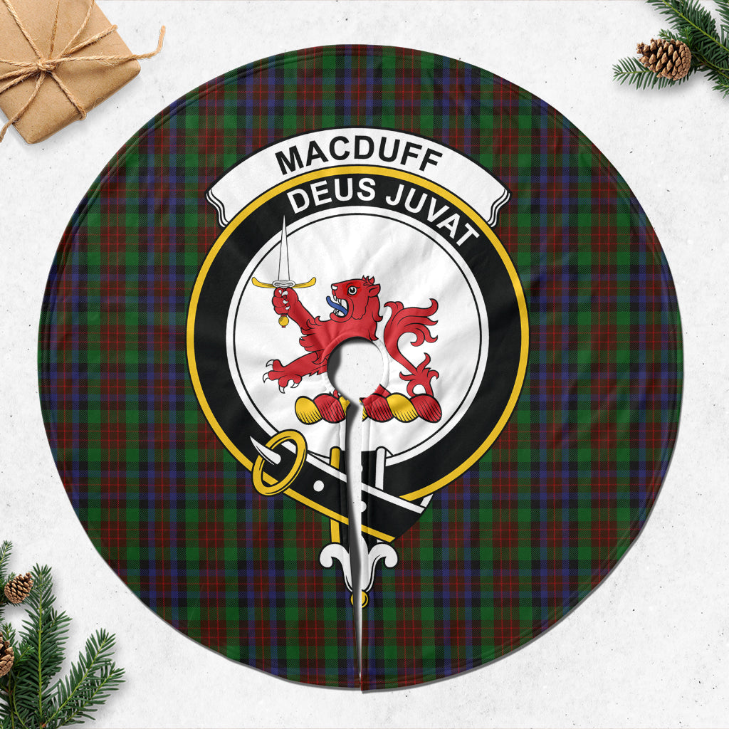 MacDuff Hunting Tartan Christmas Tree Skirt with Family Crest - Tartanvibesclothing