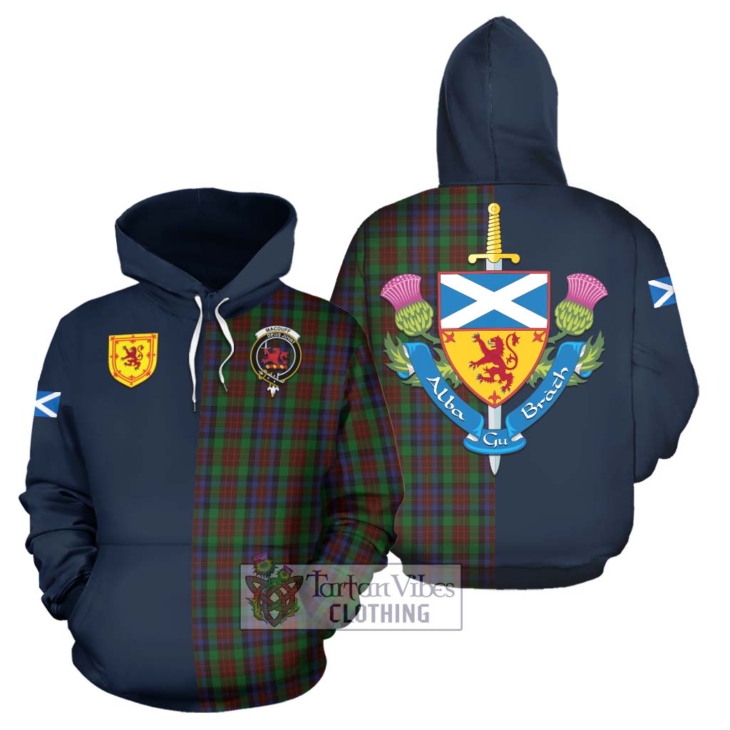 Tartan Vibes Clothing MacDuff Hunting Tartan Hoodie with Scottish Lion Royal Arm Half Style