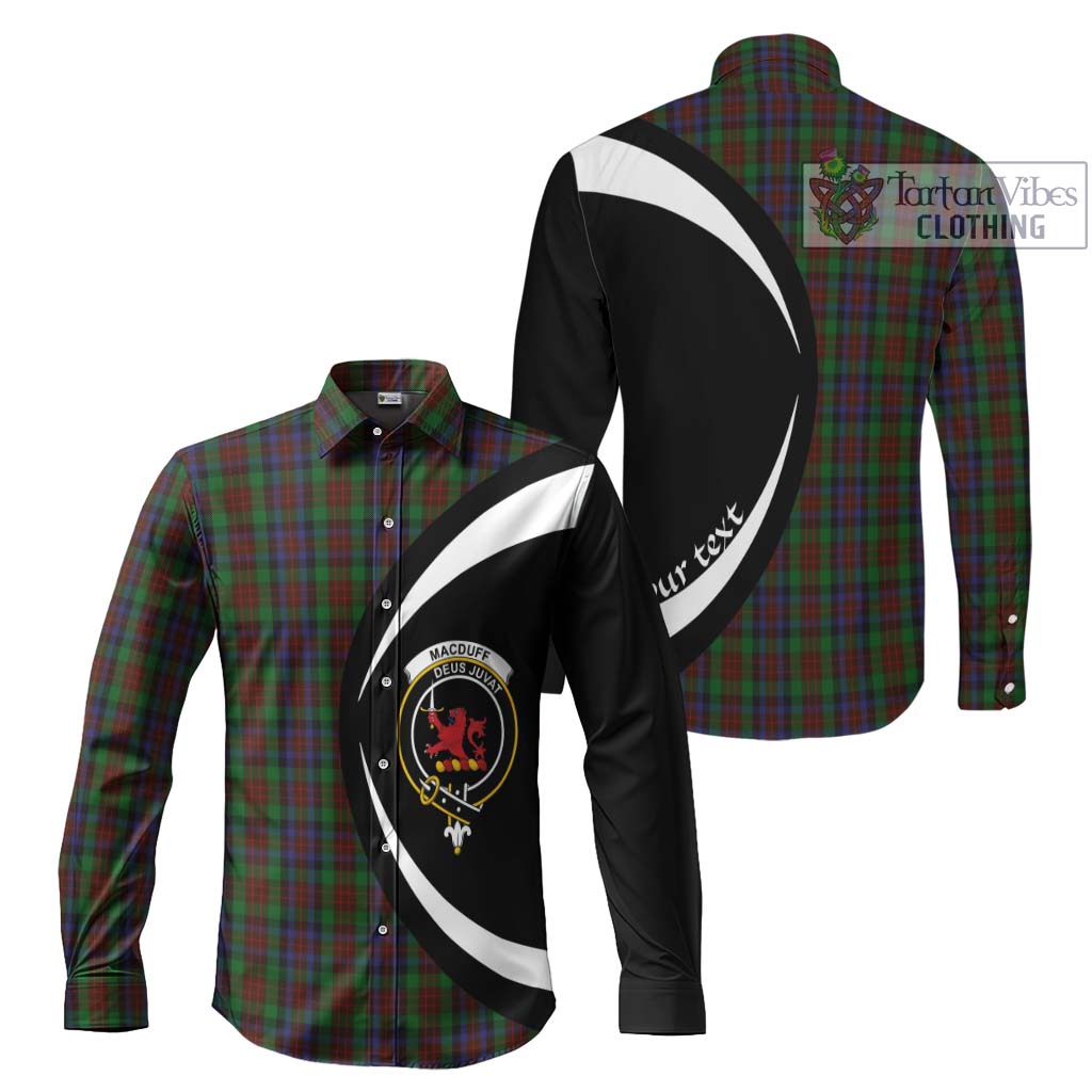 MacDuff Hunting Tartan Long Sleeve Button Up with Family Crest Circle Style Men's Shirt S - Tartan Vibes Clothing