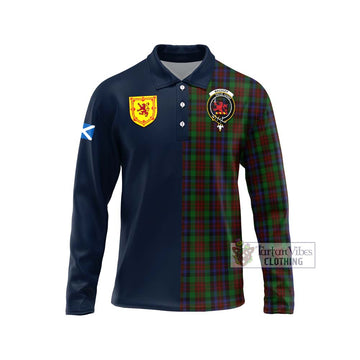 MacDuff Hunting Tartan Long Sleeve Polo Shirt Alba with Scottish Lion Royal Arm Half Style