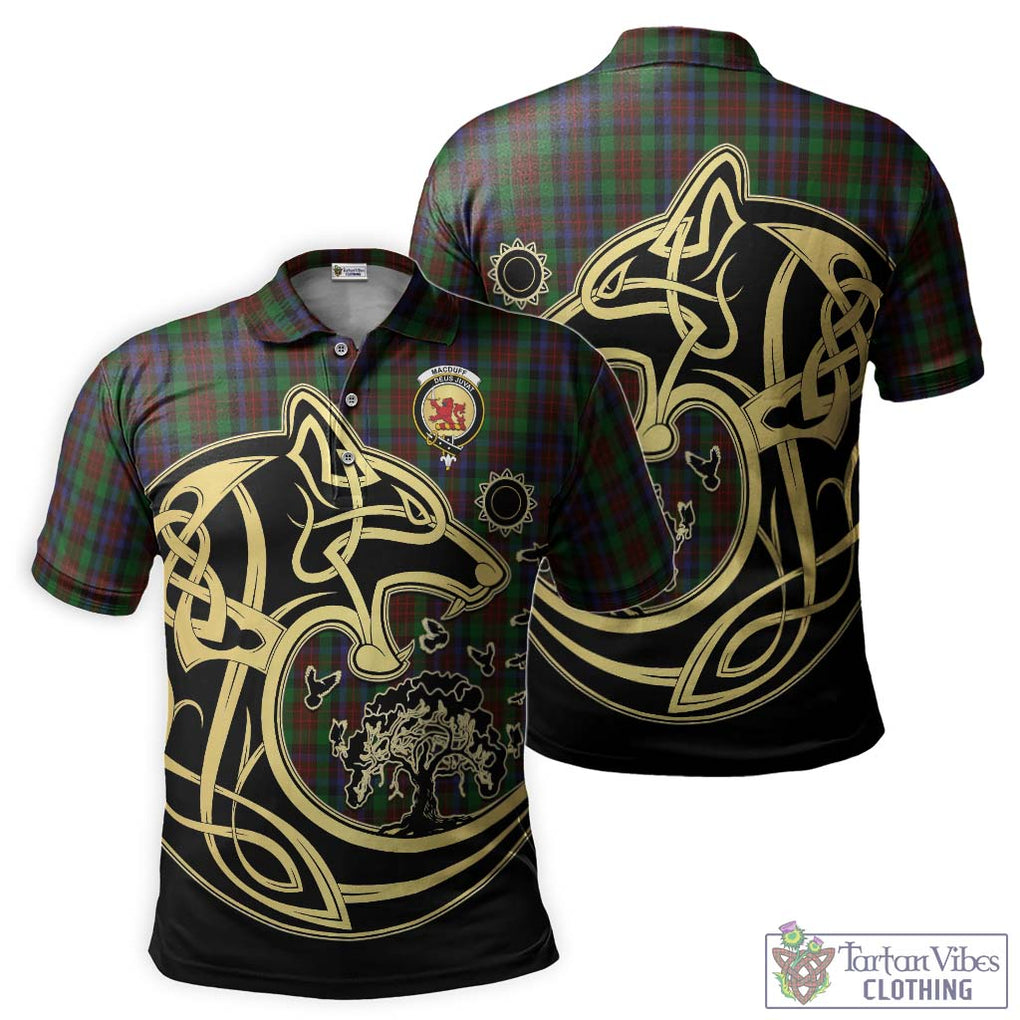 MacDuff Hunting Tartan Polo Shirt with Family Crest Celtic Wolf Style Kid - Tartanvibesclothing Shop