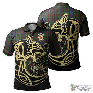 MacDuff Hunting Tartan Polo Shirt with Family Crest Celtic Wolf Style