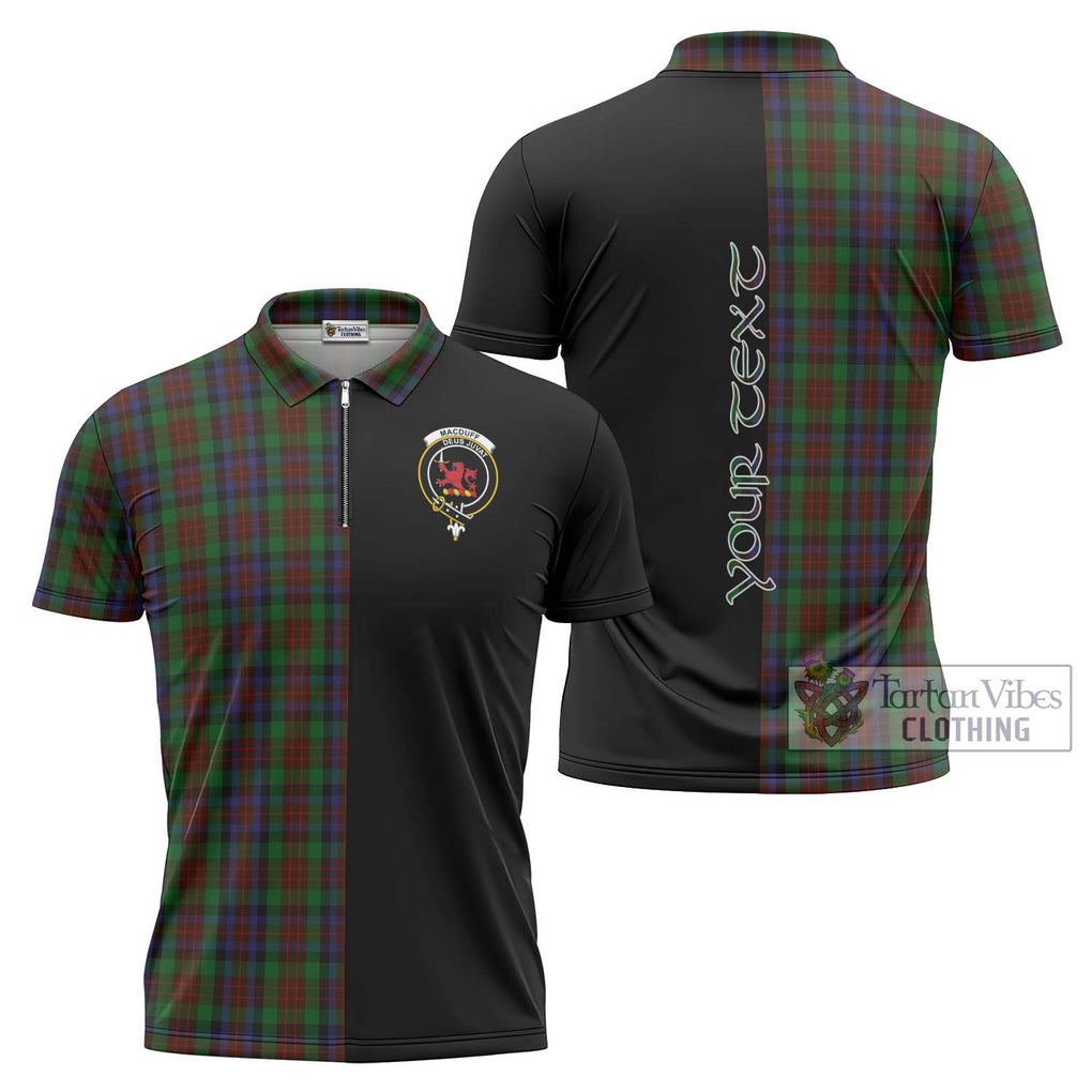 MacDuff Hunting Tartan Zipper Polo Shirt with Family Crest and Half Of Me Style Unisex - Tartanvibesclothing Shop