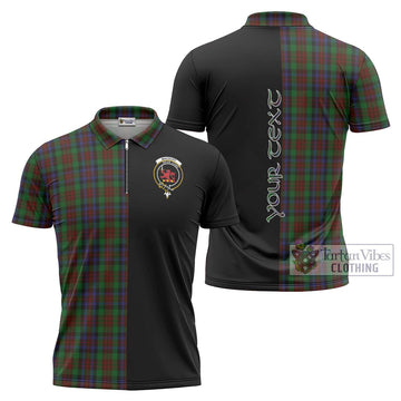 MacDuff Hunting Tartan Zipper Polo Shirt with Family Crest and Half Of Me Style