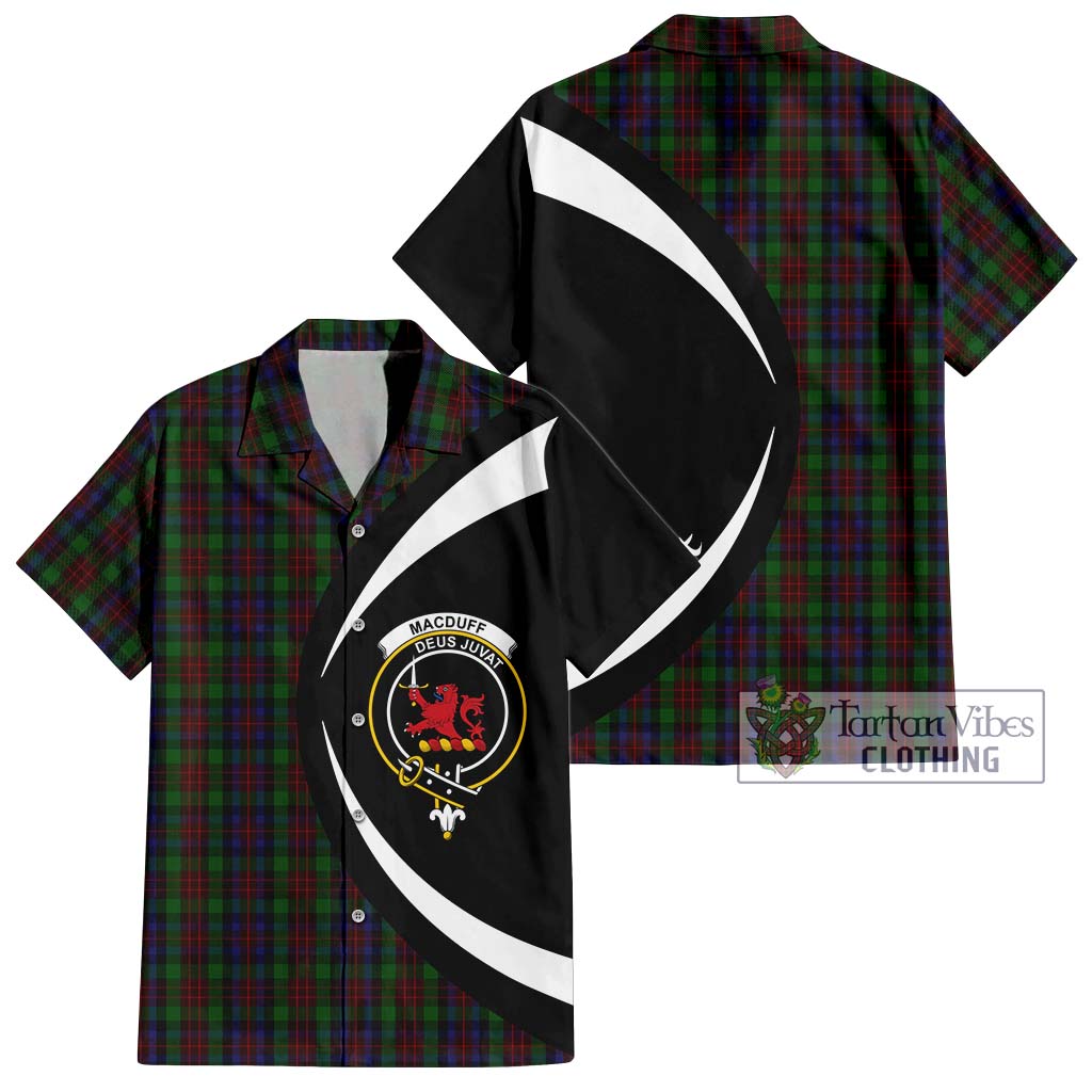 MacDuff Hunting Tartan Short Sleeve Button Up with Family Crest Circle Style Kid - Tartan Vibes Clothing