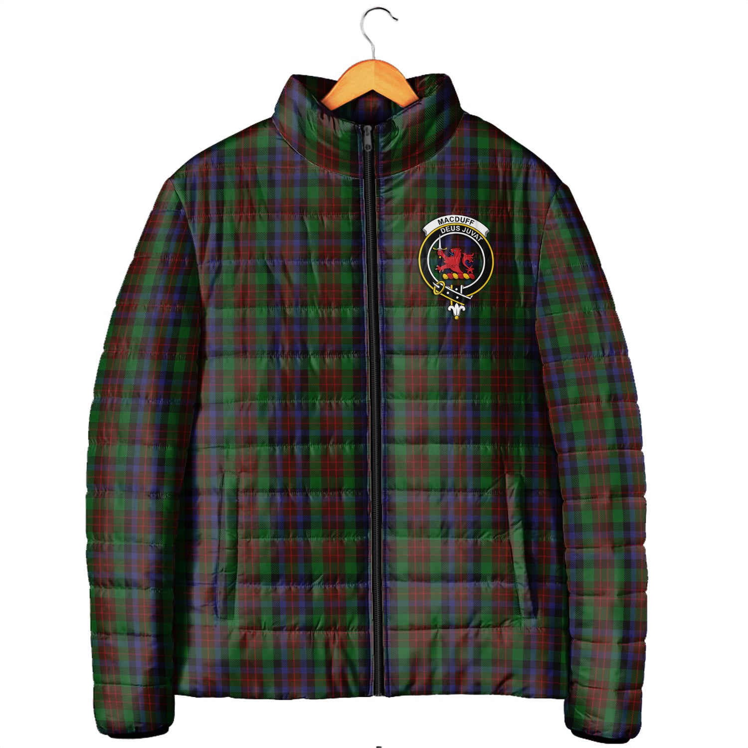 MacDuff Hunting Tartan Padded Jacket with Family Crest Men's Padded Jacket - Tartan Vibes Clothing