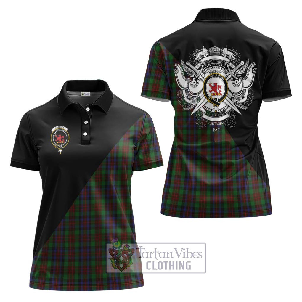 MacDuff Hunting Tartan Women's Polo Shirt with Family Crest and Military Logo Style Women - Tartanvibesclothing Shop