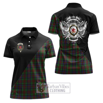 MacDuff Hunting Tartan Women's Polo Shirt with Family Crest and Military Logo Style