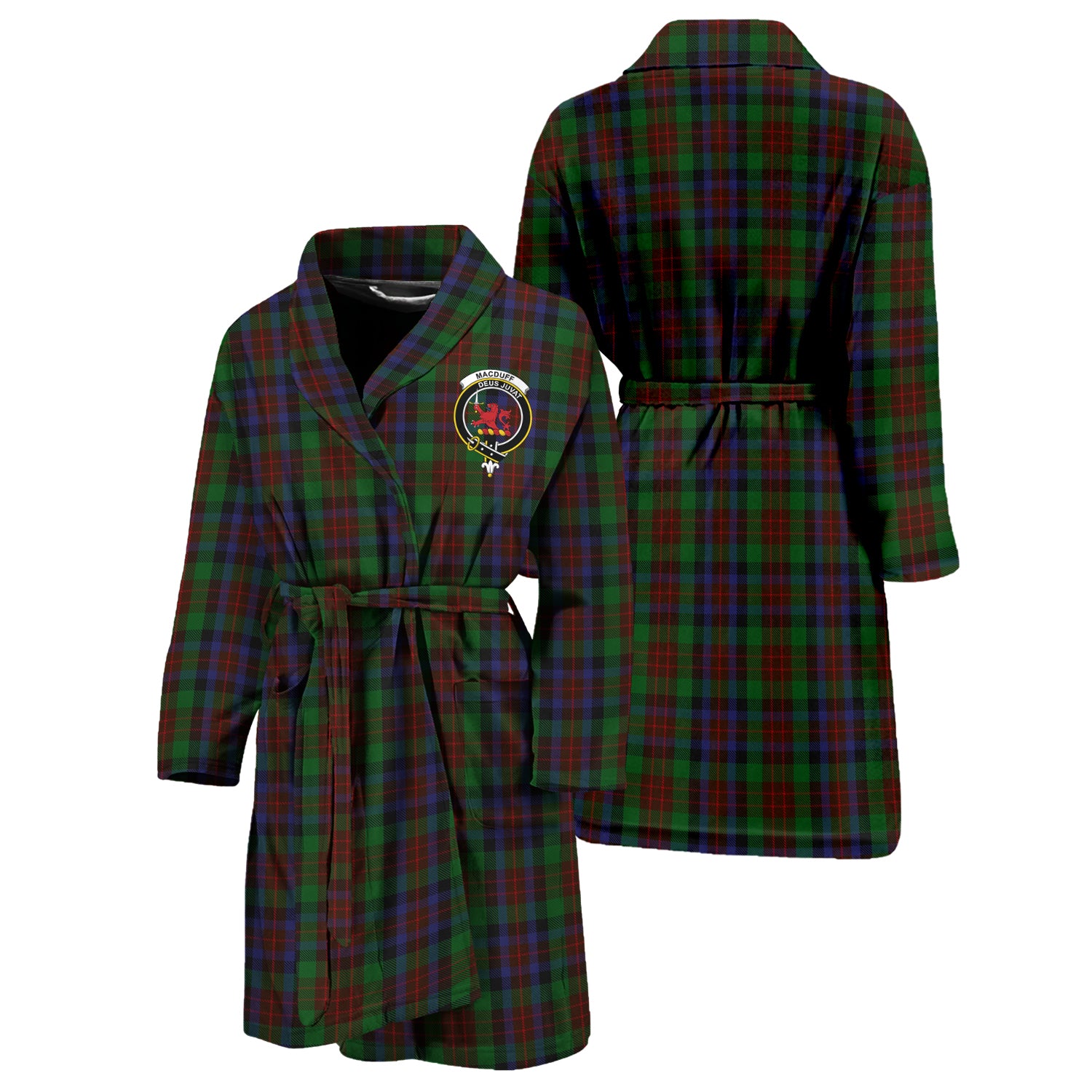 MacDuff Hunting Tartan Bathrobe with Family Crest Unisex S - Tartan Vibes Clothing