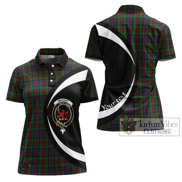 MacDuff Hunting Tartan Women's Polo Shirt with Family Crest Circle Style