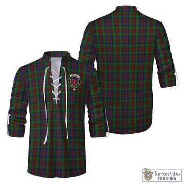 MacDuff Hunting Tartan Men's Scottish Traditional Jacobite Ghillie Kilt Shirt with Family Crest