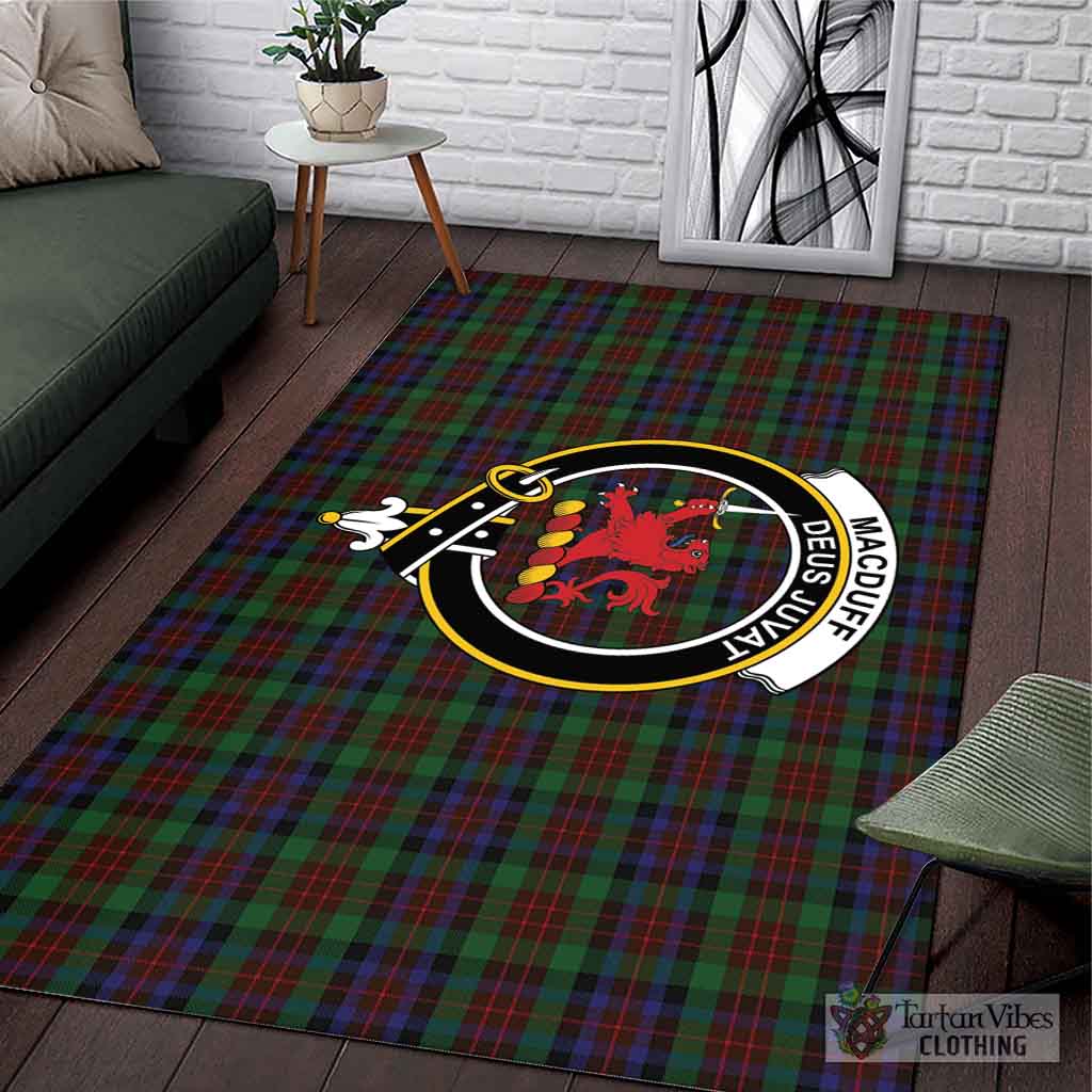 Tartan Vibes Clothing MacDuff Hunting Tartan Area Rug with Family Crest