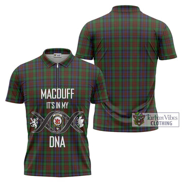 MacDuff Hunting Tartan Zipper Polo Shirt with Family Crest DNA In Me Style