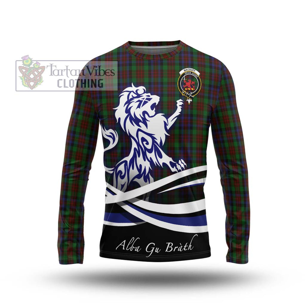 MacDuff Hunting Tartan Long Sleeve T-Shirt with Alba Gu Brath Regal Lion Emblem Unisex - Tartanvibesclothing Shop