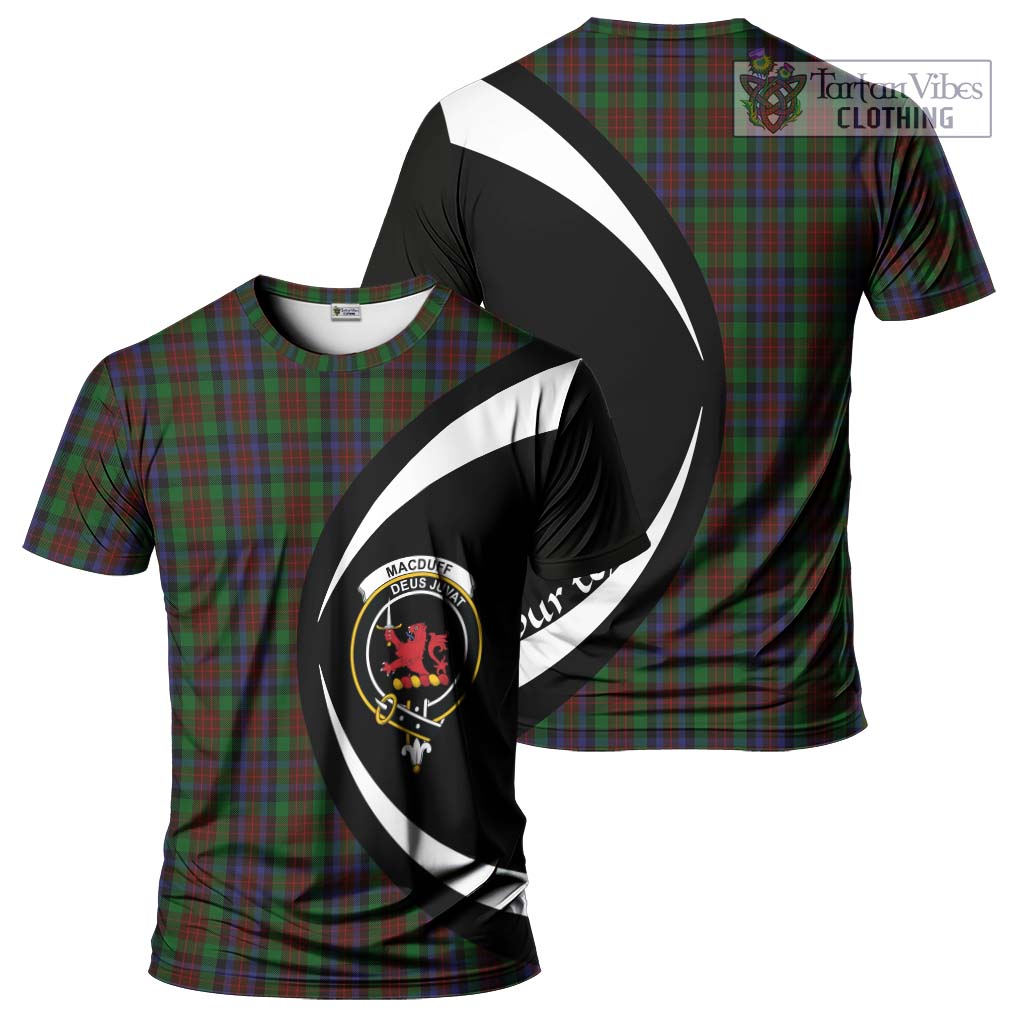 Tartan Vibes Clothing MacDuff Hunting Tartan T-Shirt with Family Crest Circle Style