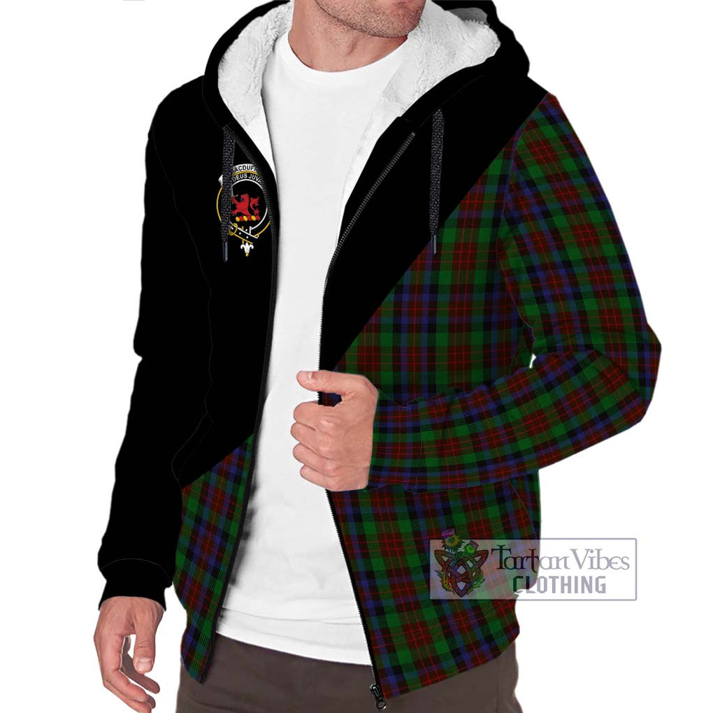 MacDuff Hunting Tartan Sherpa Hoodie with Family Crest and Military Logo Style Unisex S - Tartanvibesclothing Shop