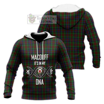 MacDuff Hunting Tartan Knitted Hoodie with Family Crest DNA In Me Style