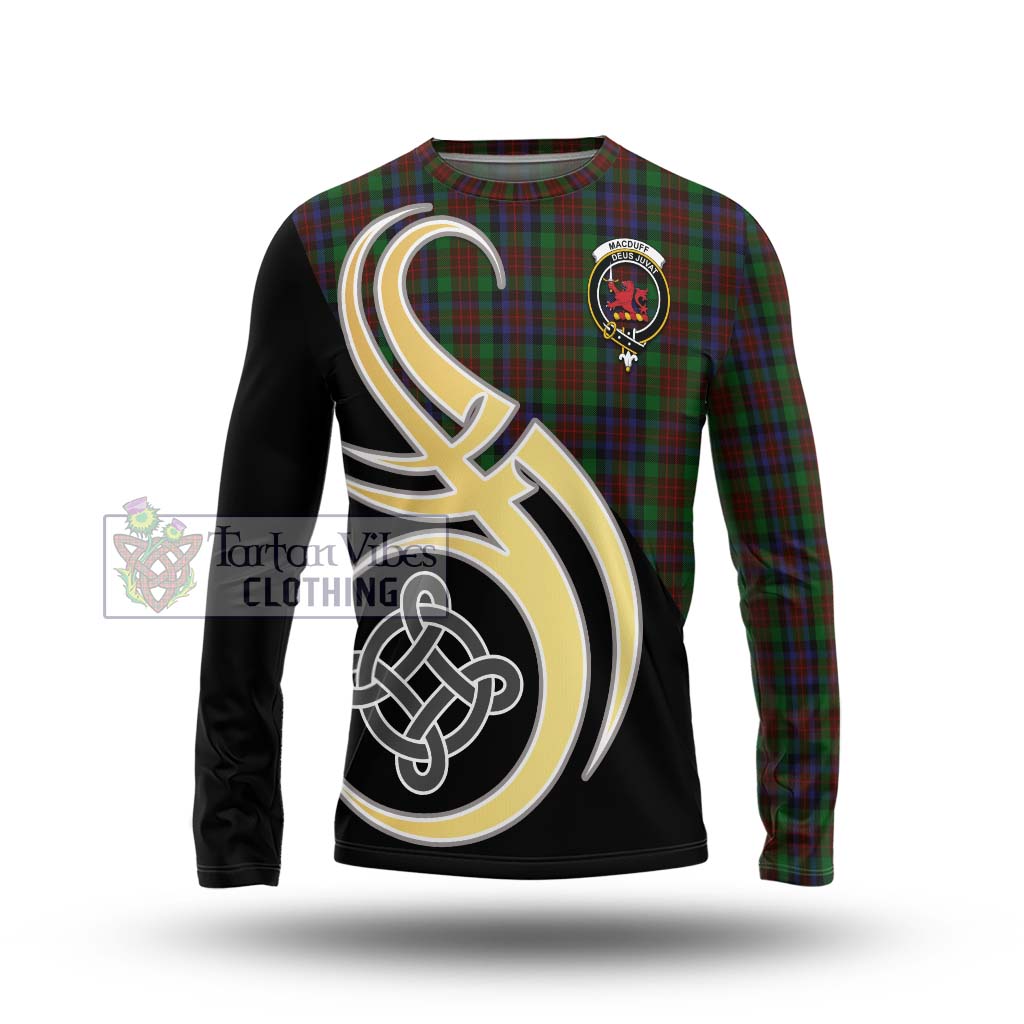 MacDuff Hunting Tartan Long Sleeve T-Shirt with Family Crest and Celtic Symbol Style Unisex - Tartan Vibes Clothing