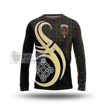 MacDuff Hunting Tartan Long Sleeve T-Shirt with Family Crest and Celtic Symbol Style