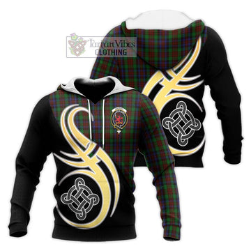 MacDuff Hunting Tartan Knitted Hoodie with Family Crest and Celtic Symbol Style