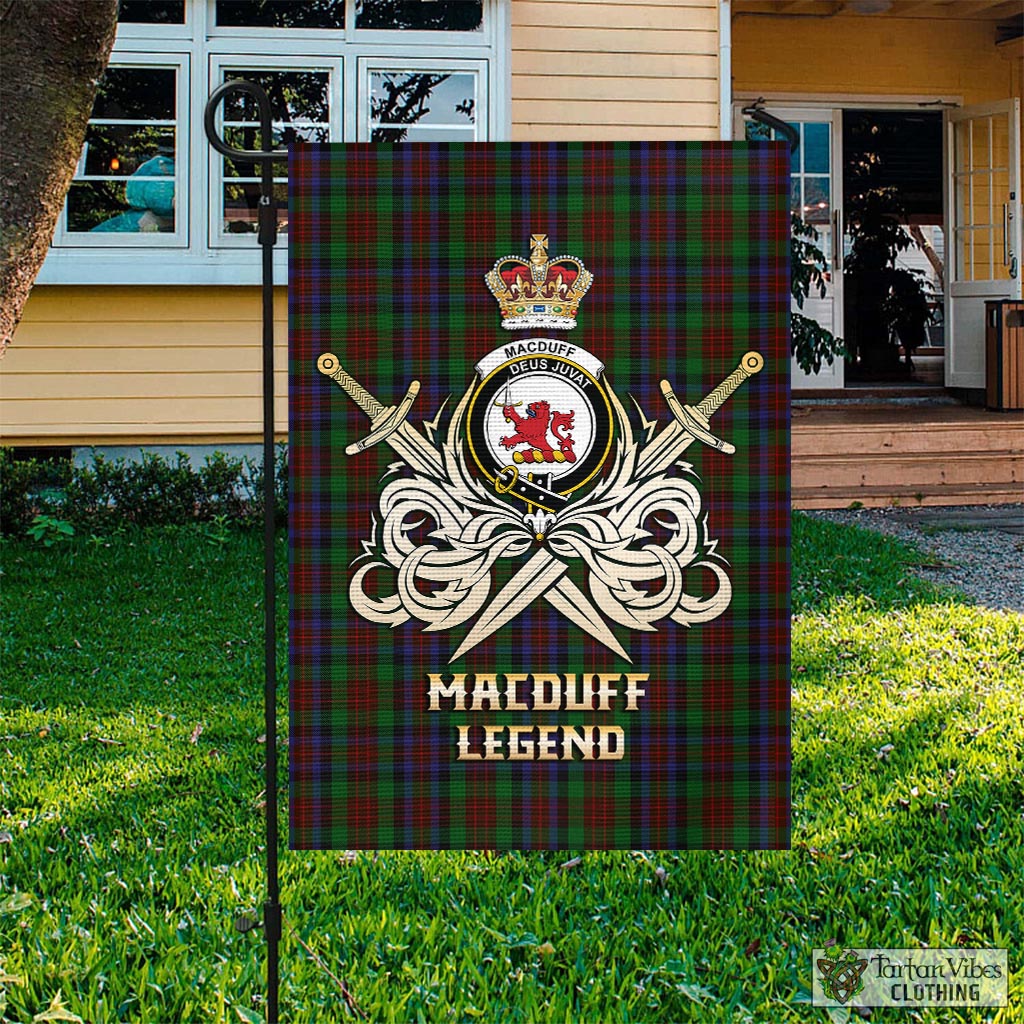 Tartan Vibes Clothing MacDuff Hunting Tartan Flag with Clan Crest and the Golden Sword of Courageous Legacy