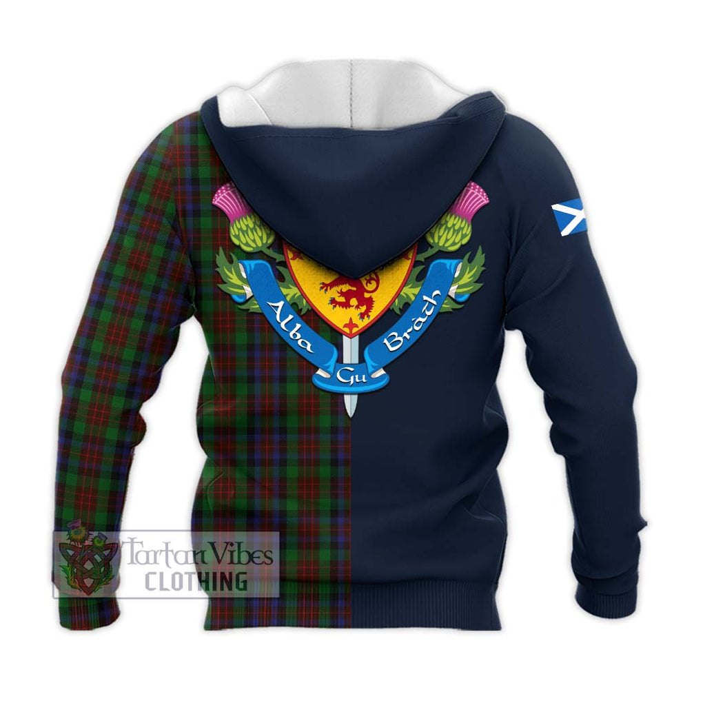 Tartan Vibes Clothing MacDuff Hunting Tartan Knitted Hoodie with Scottish Lion Royal Arm Half Style